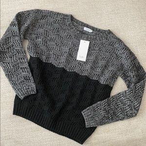 Tobi Black + Grey Knit Sweater